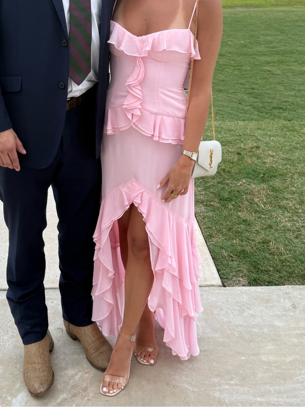 GIANNI BINI Blush Pink Ruffle Spaghetti Strap Dress - Picture 3 of 3